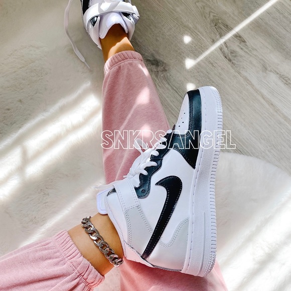 Nike custom air force 1 mid black grey - Picture 2 of 3